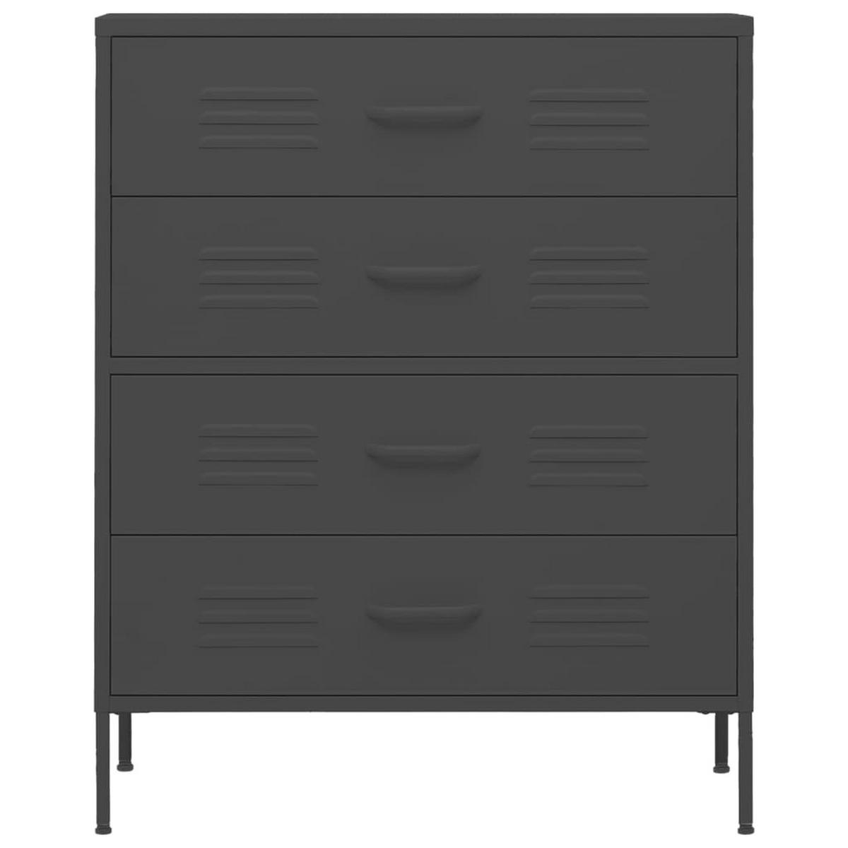 KOMMODE mit 4 Schubladen 80/35/101,5 cm, aus Steel, in Anthracite - Anthrazit, Metall (35/101.5/80cm) - vidaXL