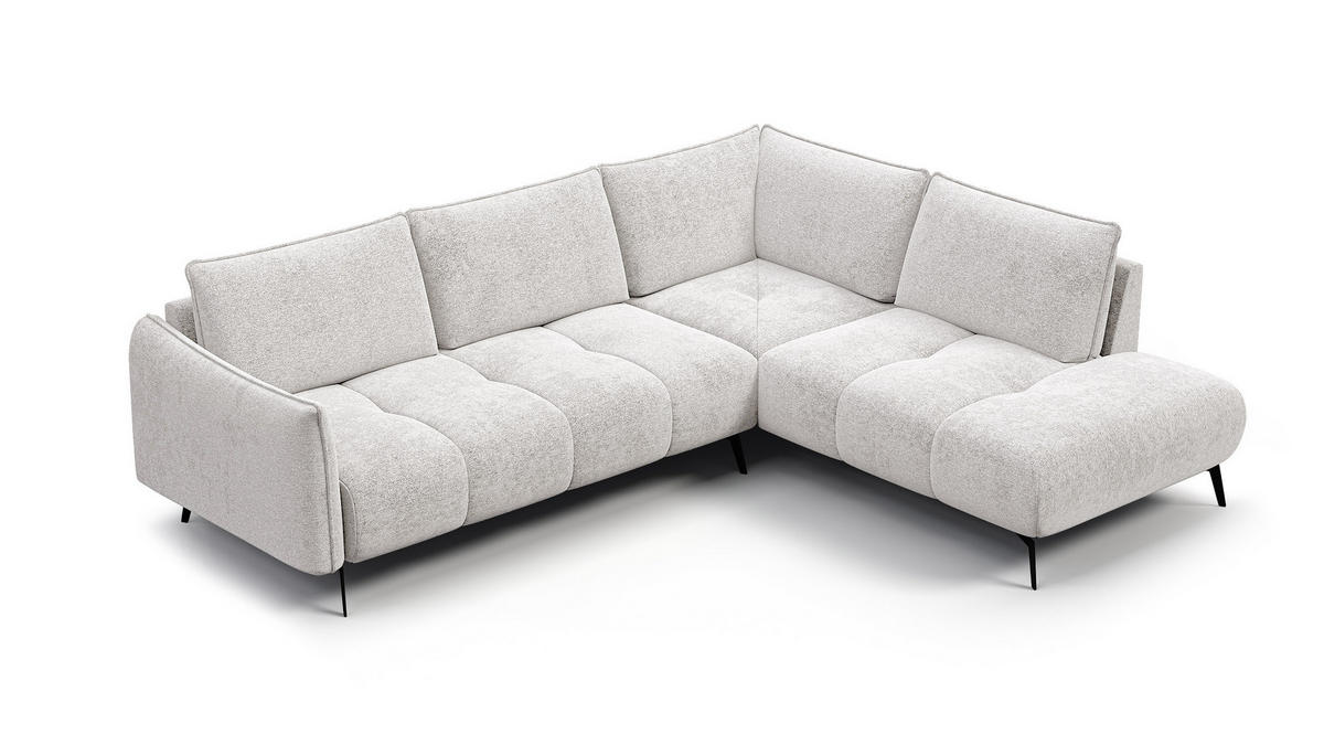 ECKSOFA AERA 5-Sitzer rechts, ecru - Ecru/Schwarz, Holz/Textil (268/206cm) - Courtois Laville