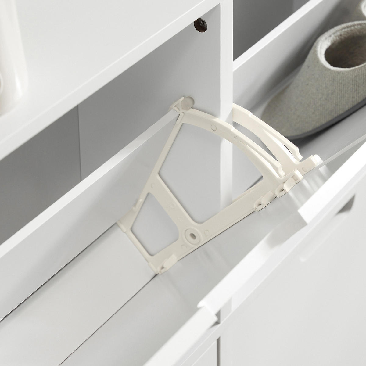 SCHUHSCHRANK Weiß - Weiß, Holzwerkstoff/Metall (100/91/19cm) - SoBuy