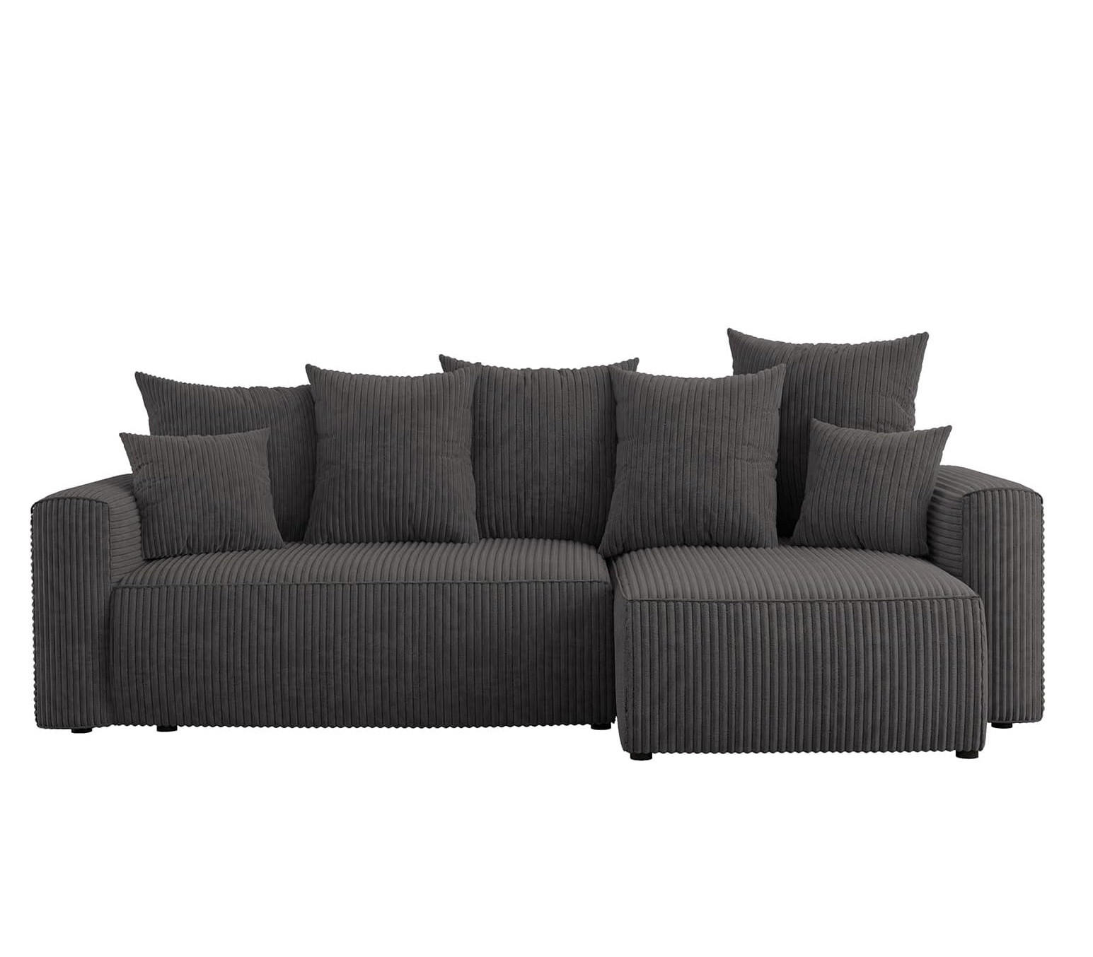 ECKSOFA DAVE L - Dunkelgrau/Schwarz, Holzwerkstoff (238/87cm) - Meblini