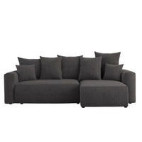 ECKSOFA DAVE L - Dunkelgrau/Schwarz, Holzwerkstoff (238/87cm) - Meblini