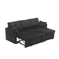 ECKSOFA mit Bettfunktion und Stauraum,mit verstellbarer Chaiselongue - Schwarz, Textil (206/108cm) - EVRYAE