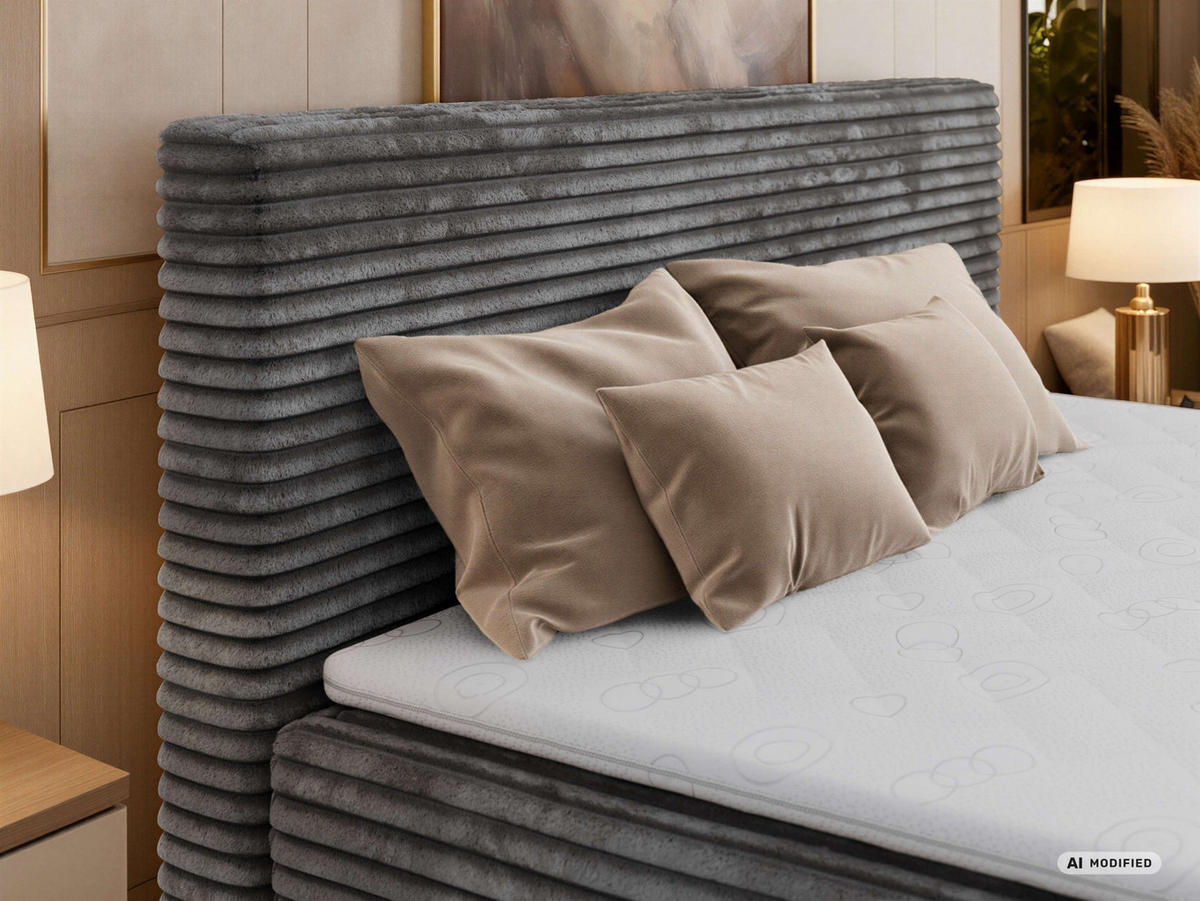 KONTINENTÁLNÍ POSTEL TILION 140/200 - Šedá Manšestr - Topper T25 - H4 - šedá/černá, textil/plast (140/200cm) - MKS