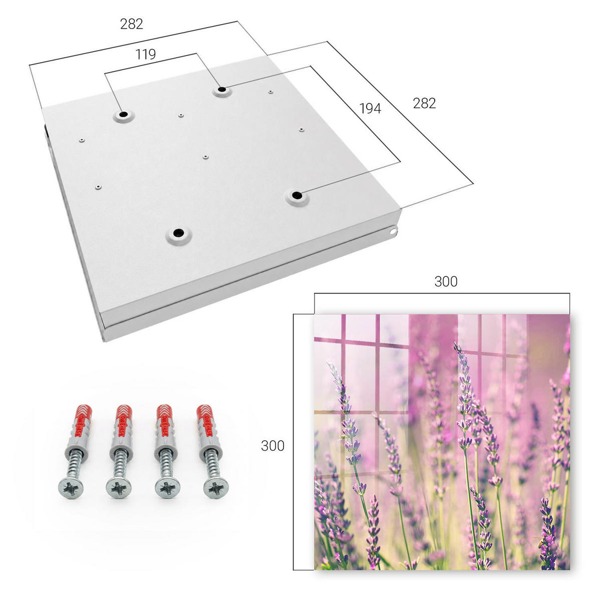 SCHLÜSSELBOX Weiß 30x30 cm – Türöffnung nach rechts - Lila Garten - Lila, Metall (30/30/5cm) - TULUP