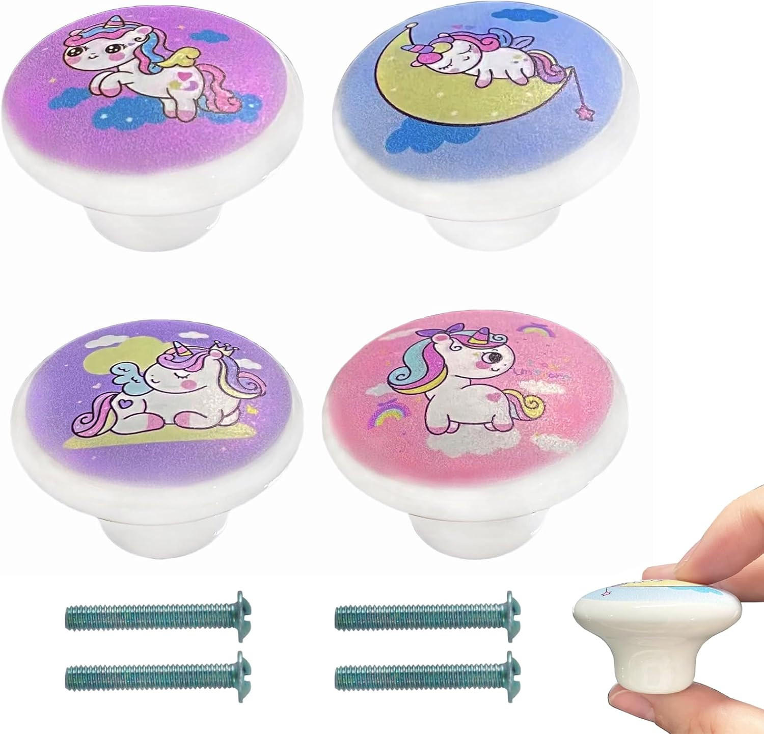 SCHRANKKNOPF 4er-Set - Lila, Keramik (3.8/2.7/3.8cm)