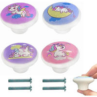 SCHRANKKNOPF 4er-Set - Lila, Keramik (3.8/2.7/3.8cm)