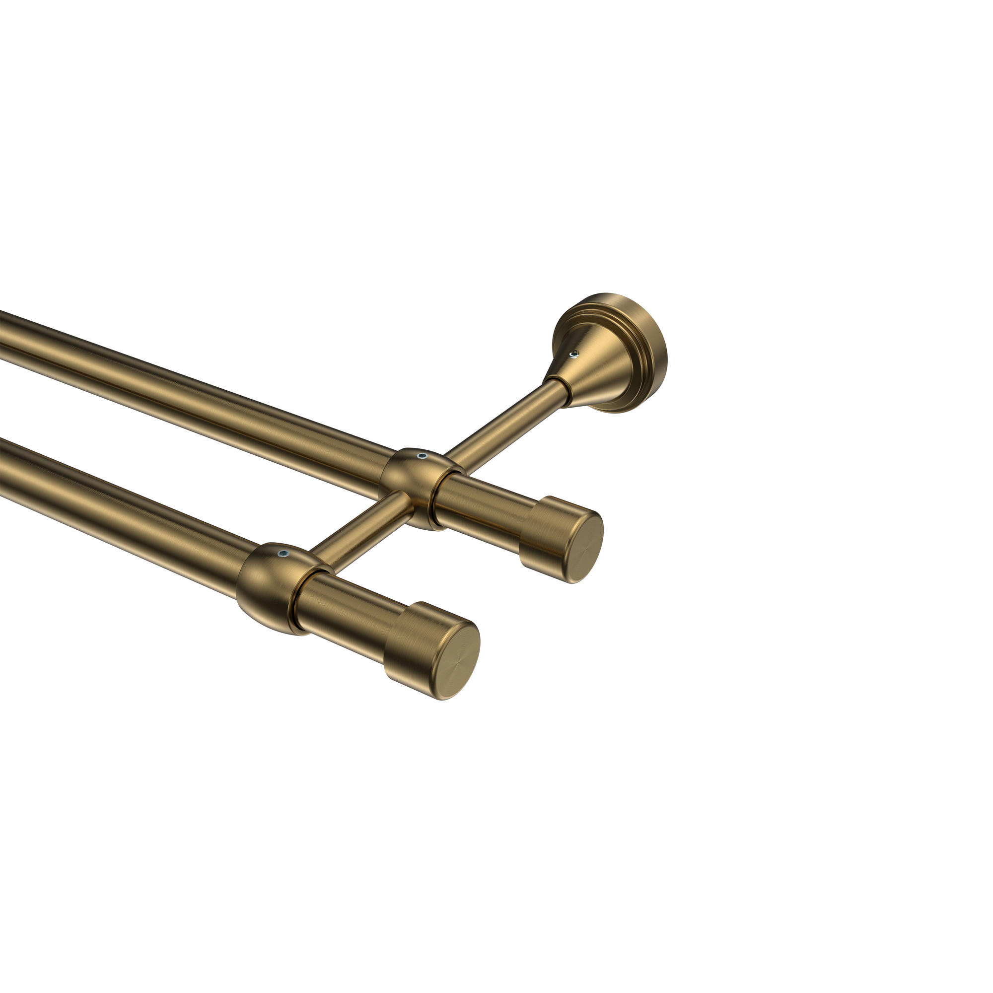 GARDINENSTANGE Primus Lucan 120 cm, 2-läufig (ohne Ringe), 16 mm Ø Messing Antik - Messingfarben/Bronzefarben, Metall (120cm) - INTERDECO