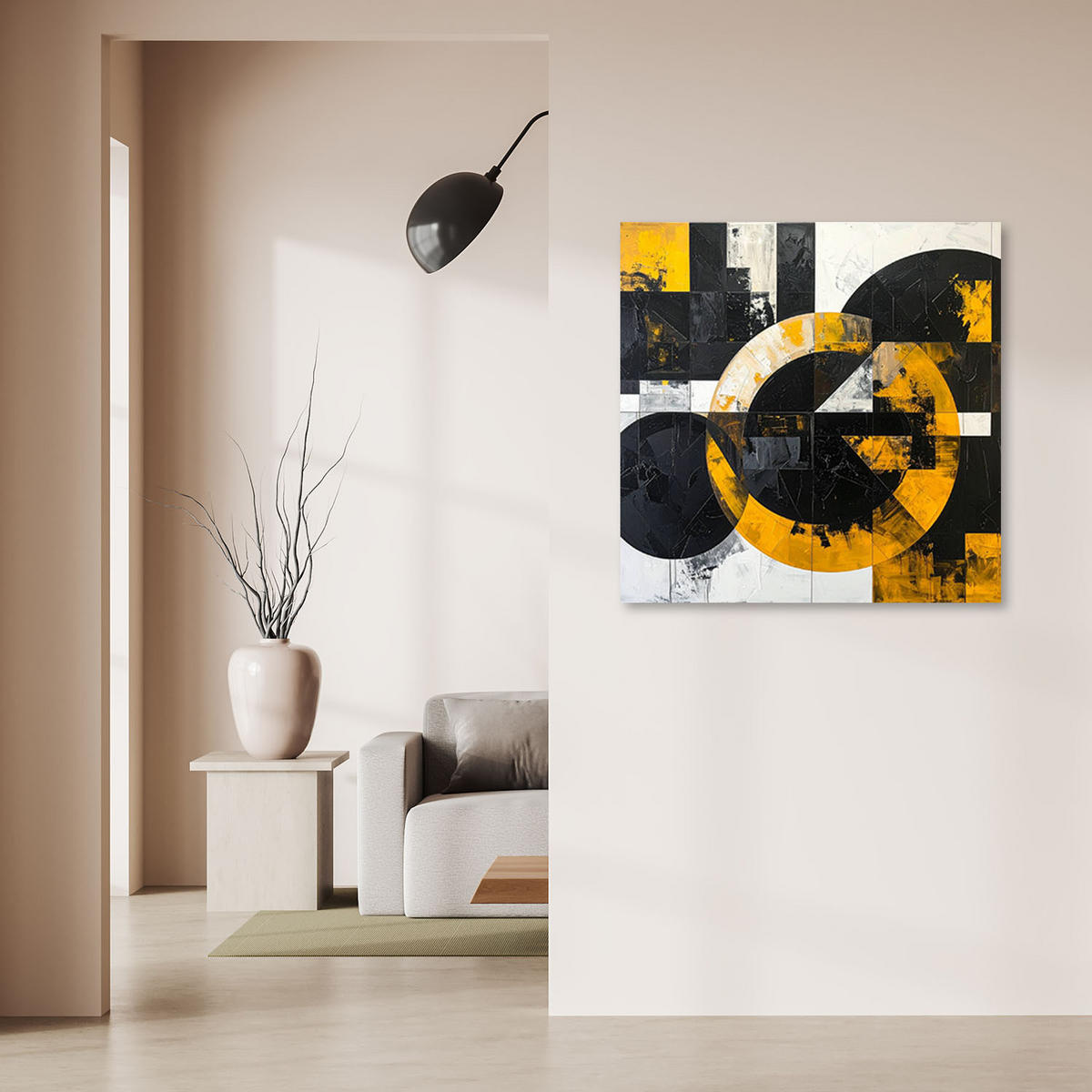 LEINWANDBILD 3D und geometrisch 50x50cm - Gelb, Textil (50/50cm) - Feeby