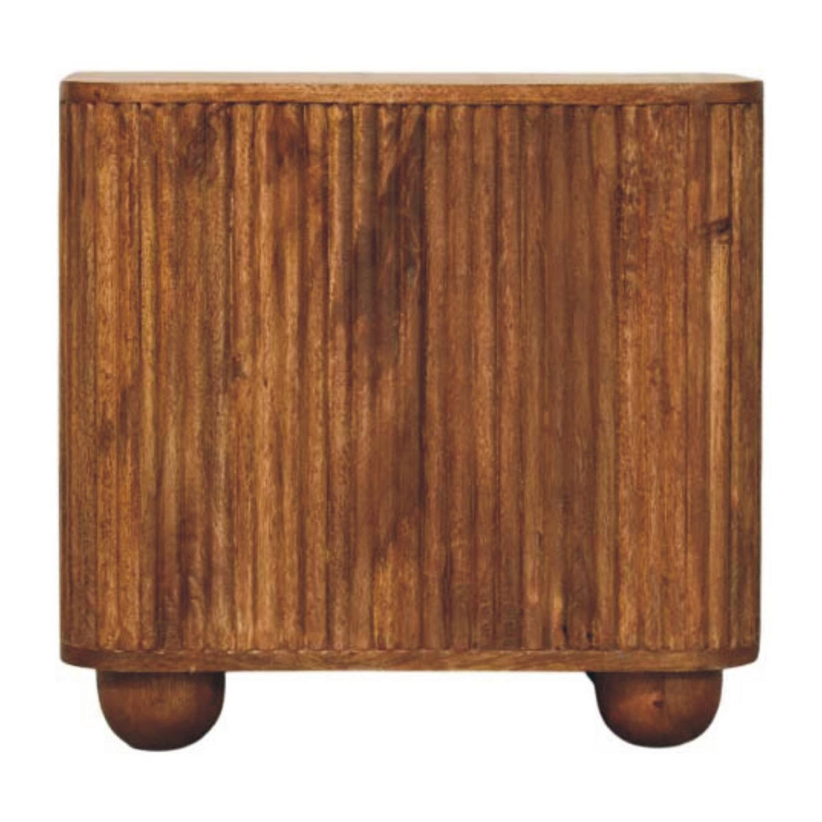 SIDEBOARD Solis Geriffelt Mini, 2 Türen und 2 Regale, Hellbraun - Hellbraun/Messingfarben, Holz/Metall (55/53/40cm) - Artisan Furniture