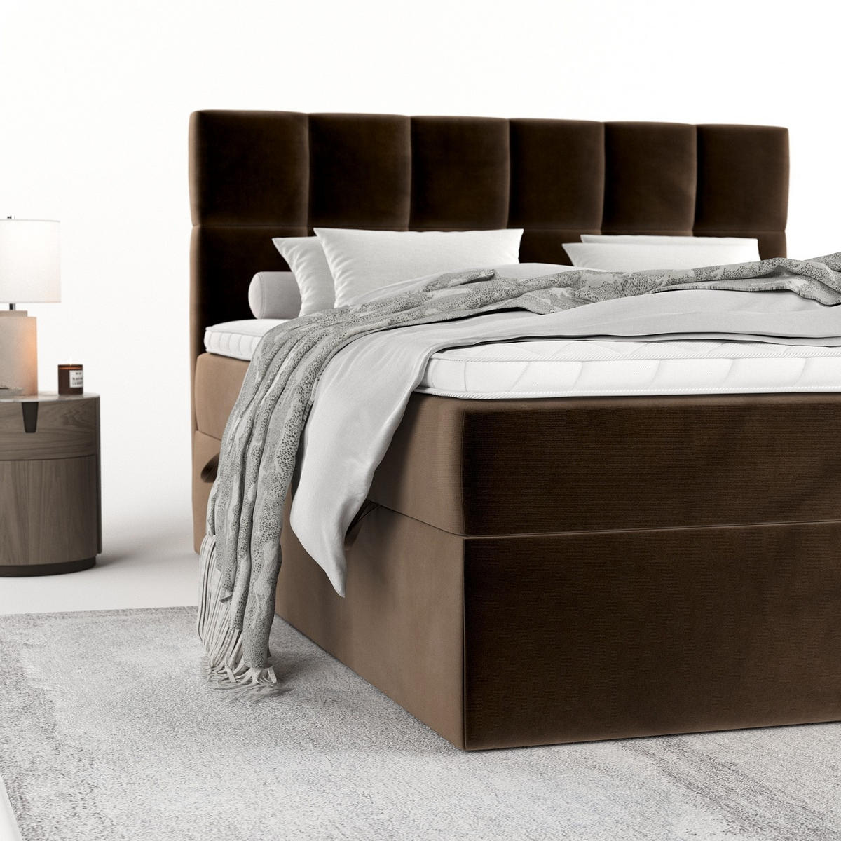 POSTEL BOXSPRING VARENO 180/200 Hnědá - černá/hnědá, kov/dřevo (180/200cm) - AltaBeds
