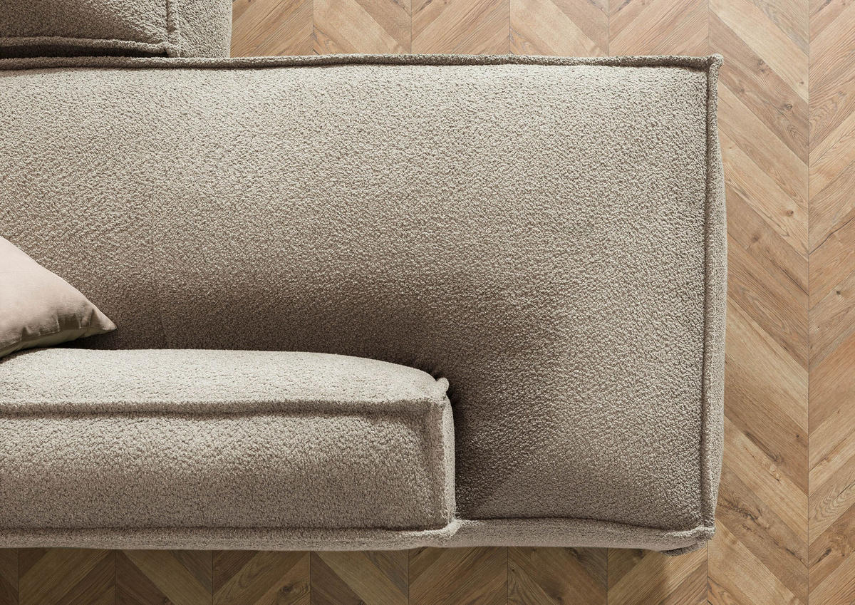 ECKSOFA inkl. Hocker 195x220x79 Polyester taupe RAVENNA. - Taupe, Kunststoff (195/220cm) - Massivmoebel24