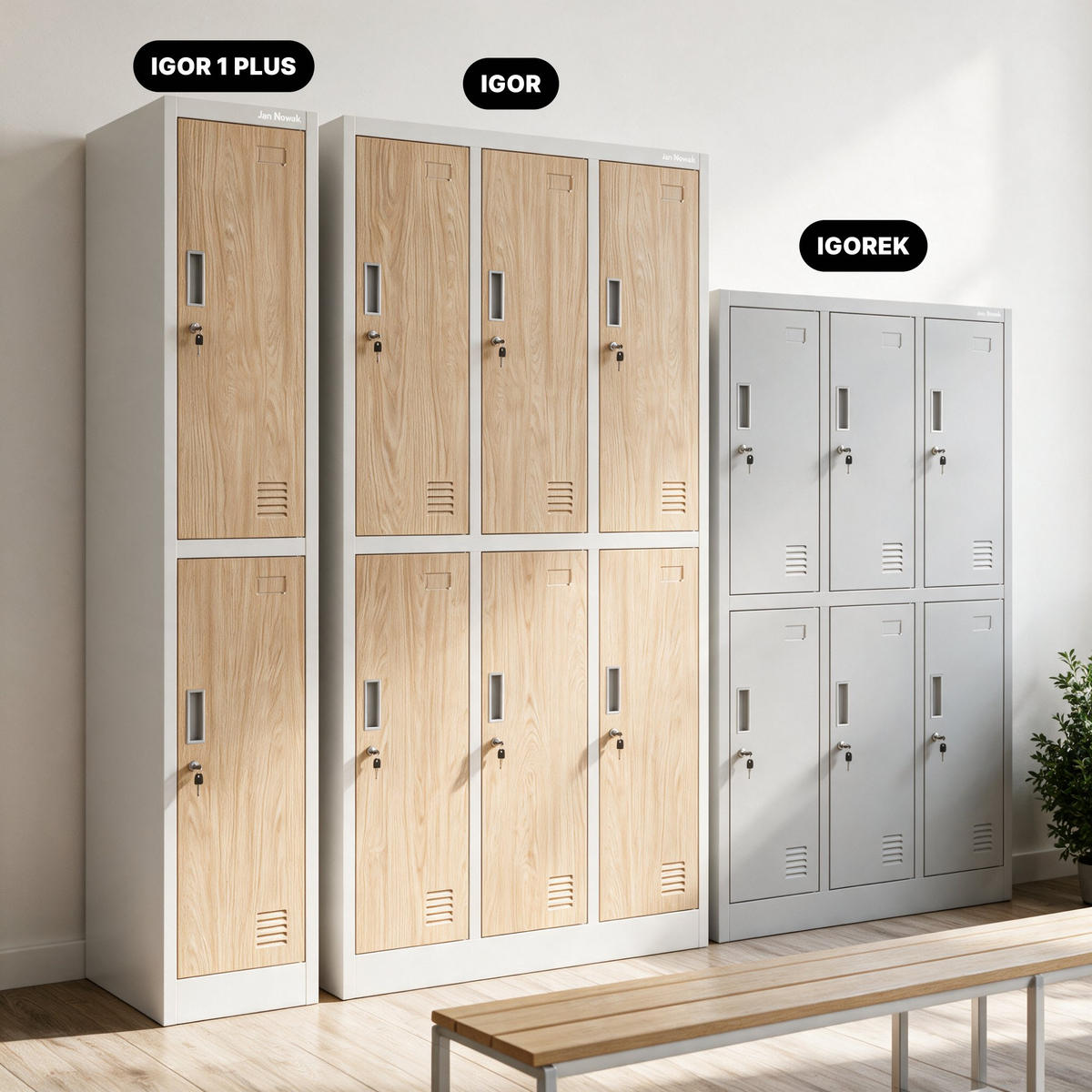 ARBEITSSCHUTZ-KLEIDERSCHRANK IGOR 1 Plus 185 × 32 × 45 cm - Sonoma Eiche, Metall (32/185/45cm) - Jan Nowak