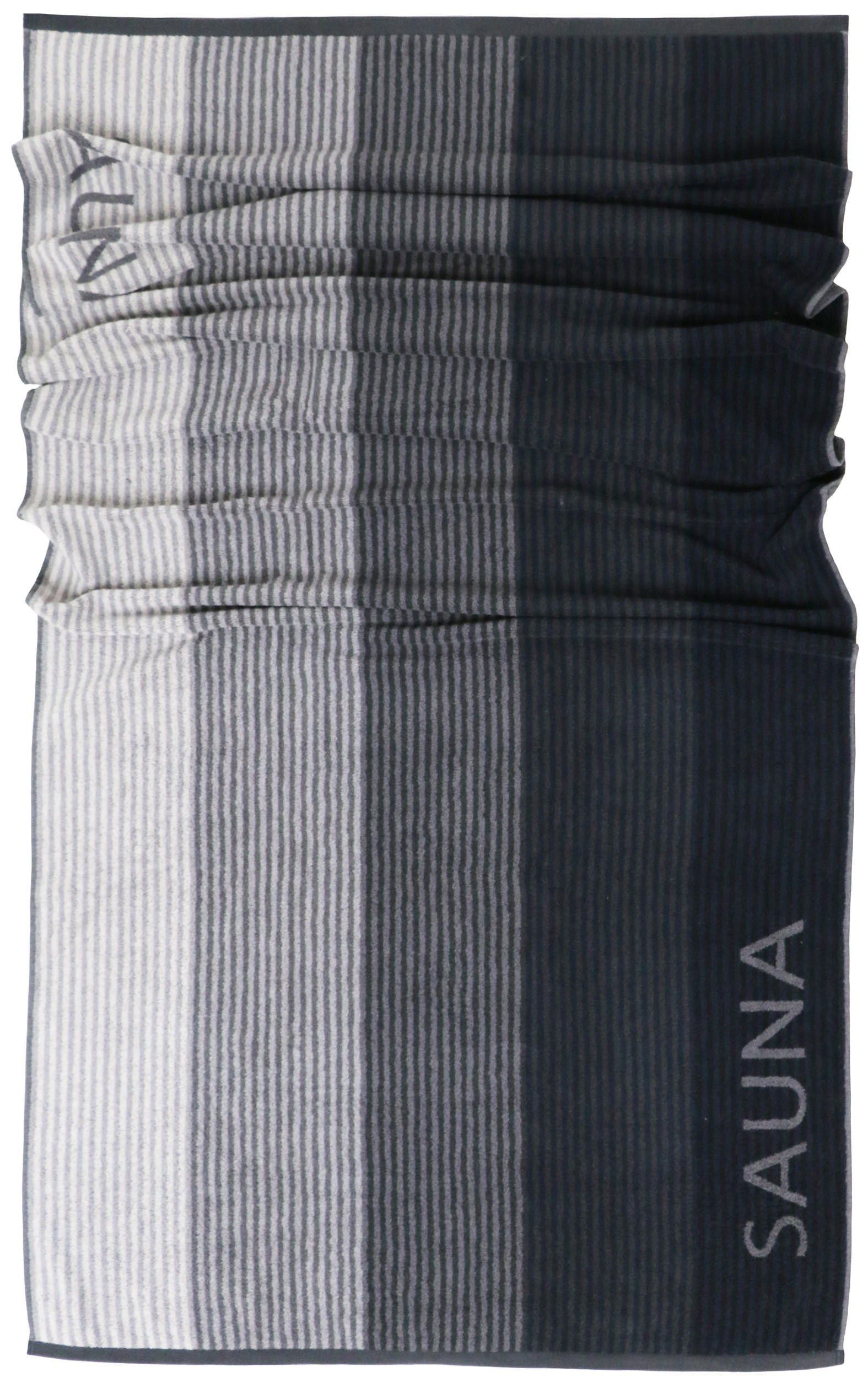 SAUNAHANDTUCH Helsinki Grau – Schwarz 85x200 cm - Schwarz/Grau, Naturmaterialien (85/200cm) - Lashuma