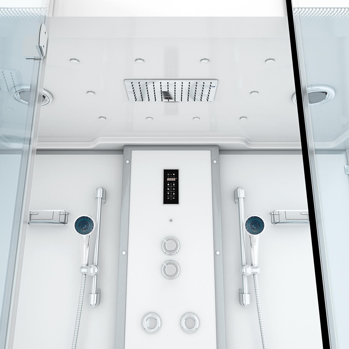 BADEWANNE mit Tür Dusche K88-WS-EH-A-EC-EA - Weiß, Glas/Kunststoff (180/228/100cm) - AcquaVapore by Sandra Jentho