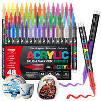 ACRYLSTIFTE 48er Set mit flexibler Pinselspitze - Multicolor, Kunststoff (2.6/14/31cm)