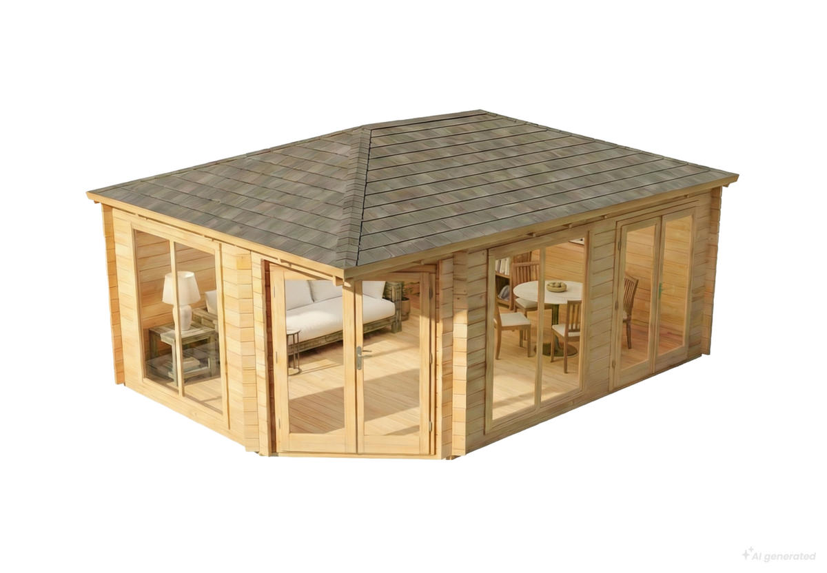 GARTENHAUS Holz Julia - Naturfarben, Holz (598/281/410cm) - Alpholz