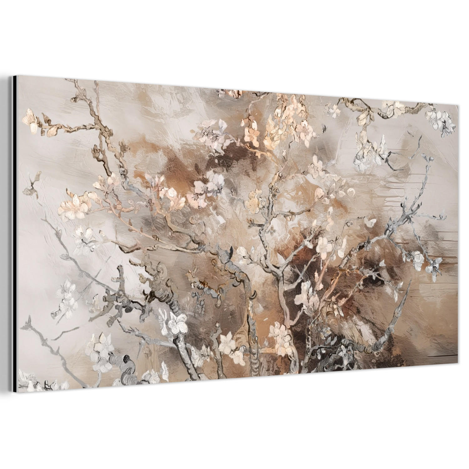 METALLBILD Mandelblüte - Kunst - Van Gogh - Beige - Abstrakt 80x40 cm - Braun, Metall (80/40cm) - MuchoWow
