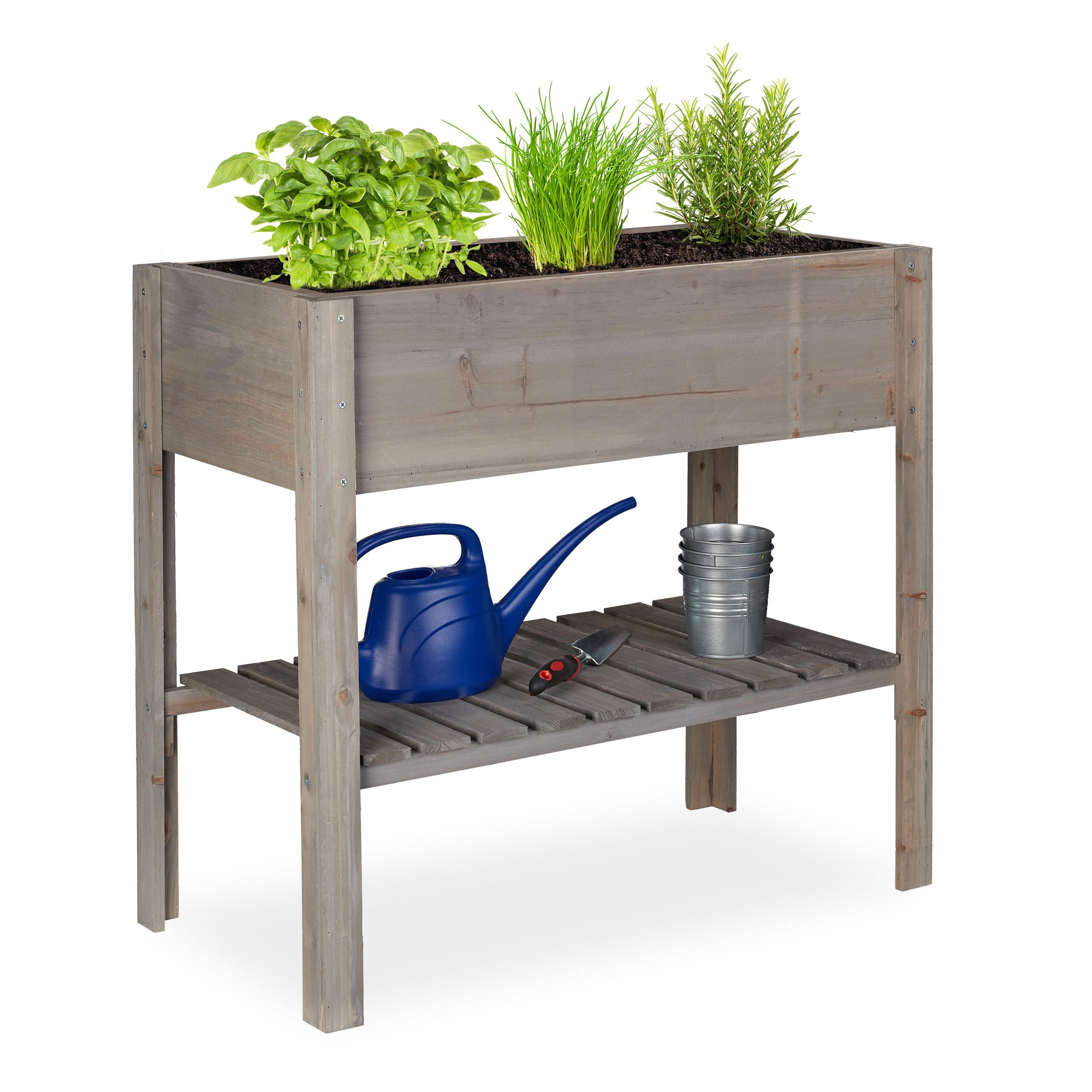 HOCHBEET - Grau, Holz (88/80/43.5cm) - Relaxdays
