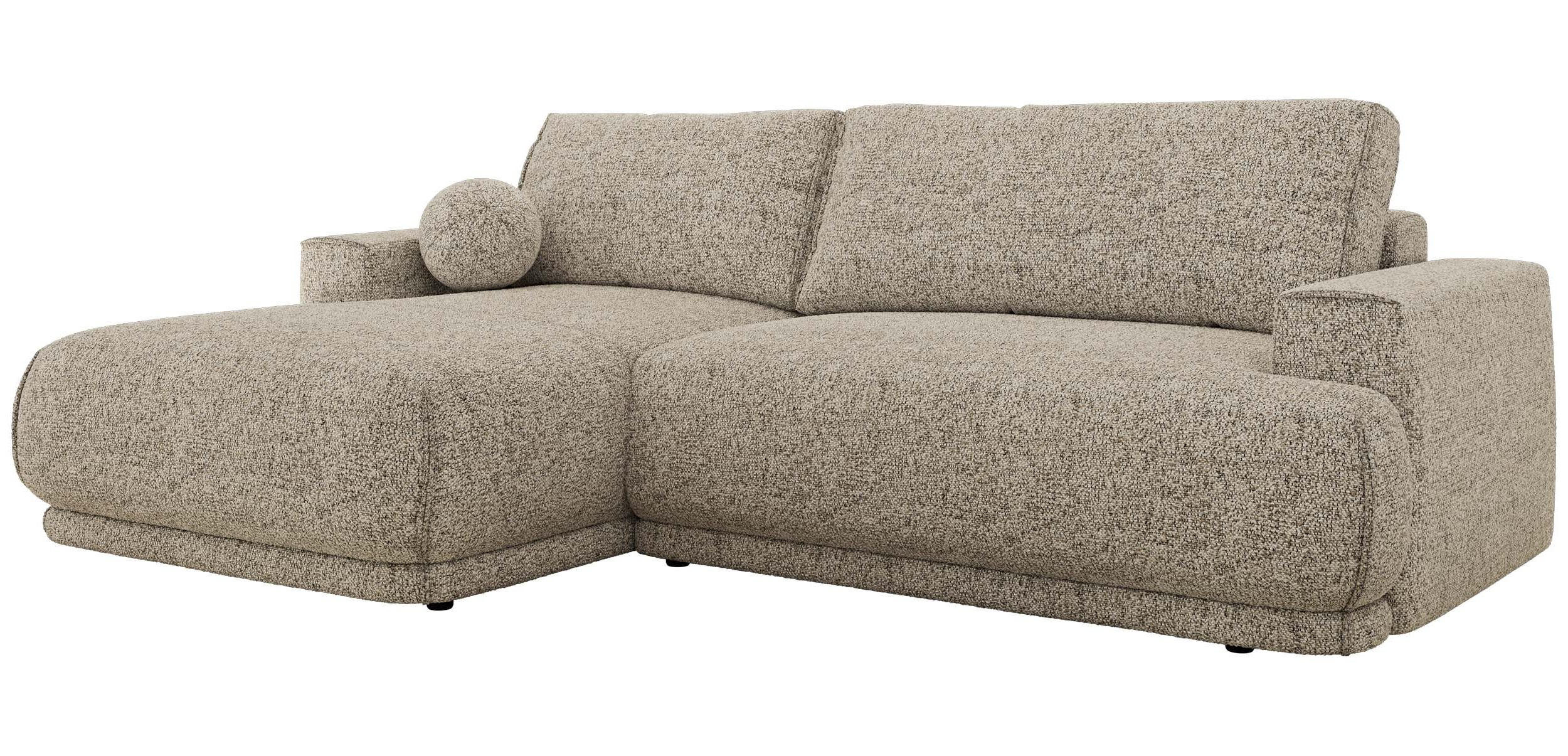 ECKSCHLAFSOFA RINA L Beige Strukture - links - Beige/Schwarz, Kunststoff/Textil (267/170cm) - MKS