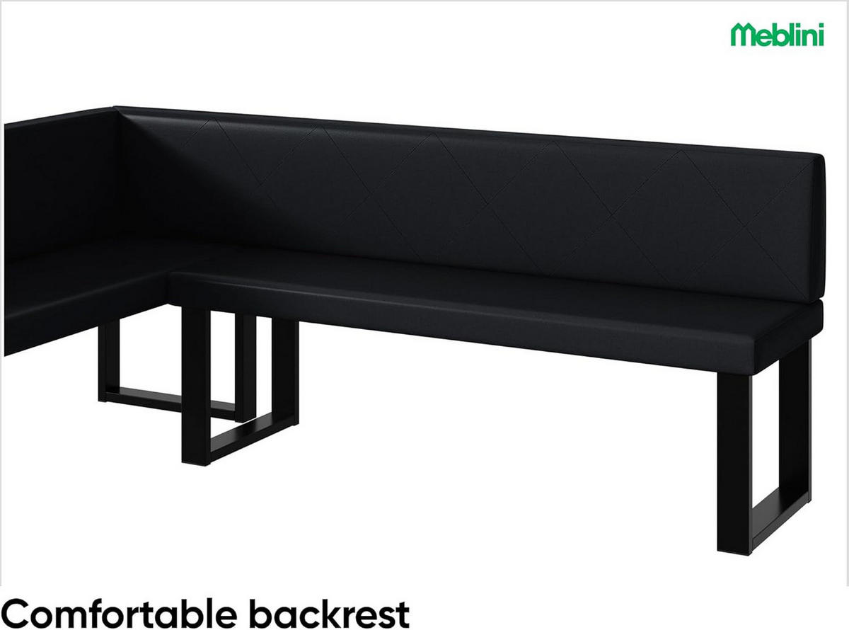 ECKBANK ERIC_U - Schwarz, Leder (142/196cm) - Meblini