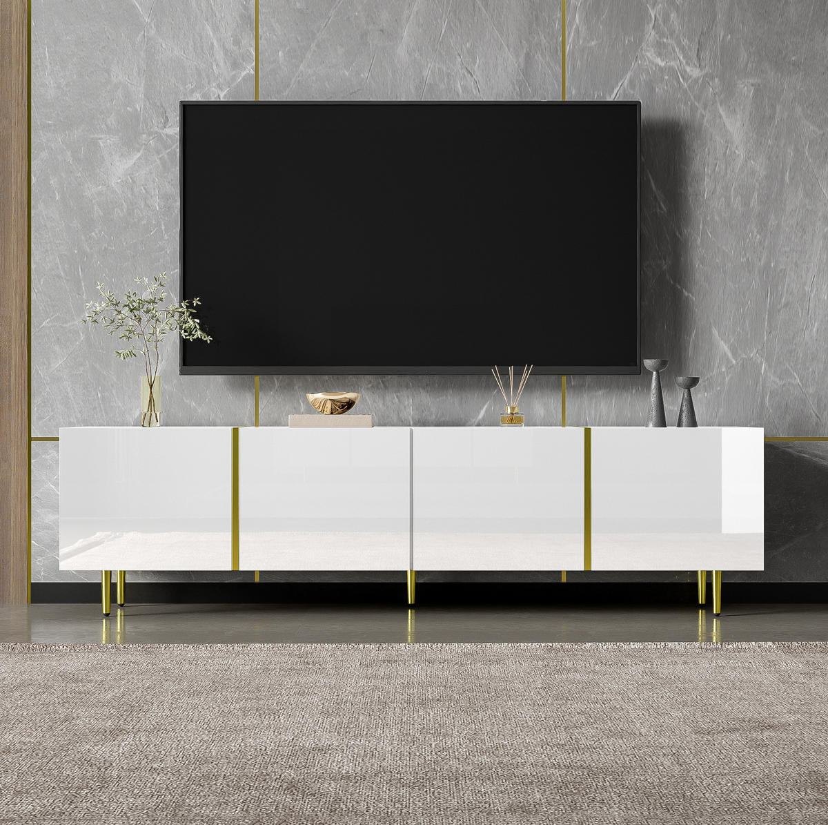 TV-SCHRANK in Schwarz 190/38/48 cm - Weiß, Holzwerkstoff (170/46/35cm) - Redom