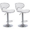 BARHOCKER 2er Set Lederlook weiß - Chromfarben/Walnussfarben, Textil/Metall (46/88/49cm) - CLP