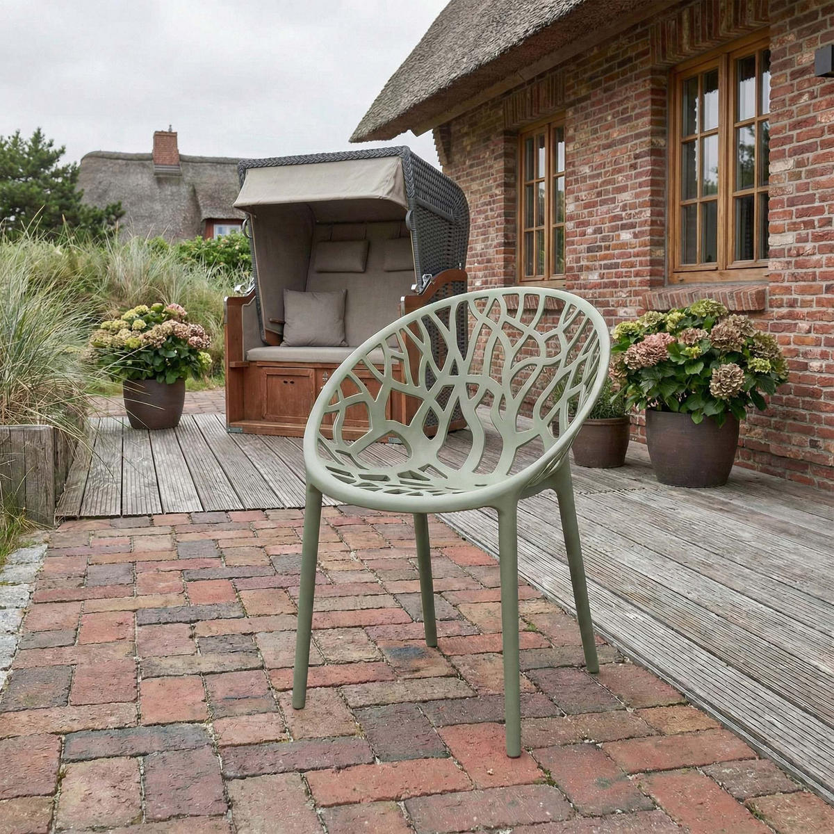 GARTENSTUHL Kunststoff oliv - Olivgrün, Kunststoff (59/80/60cm) - CLP