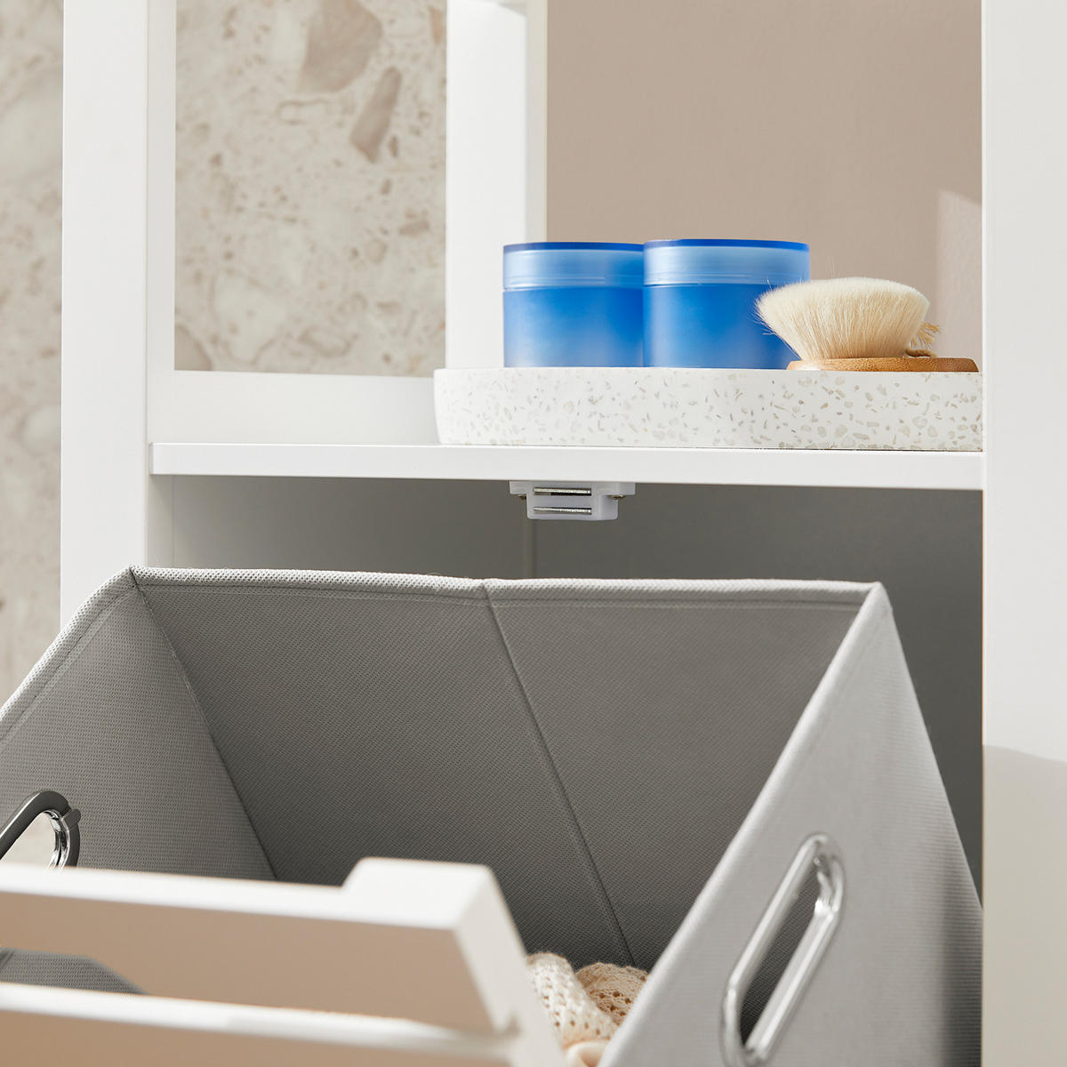 WÄSCHESCHRANK Weiß - Weiß, Holzwerkstoff (42/90/30cm) - SoBuy