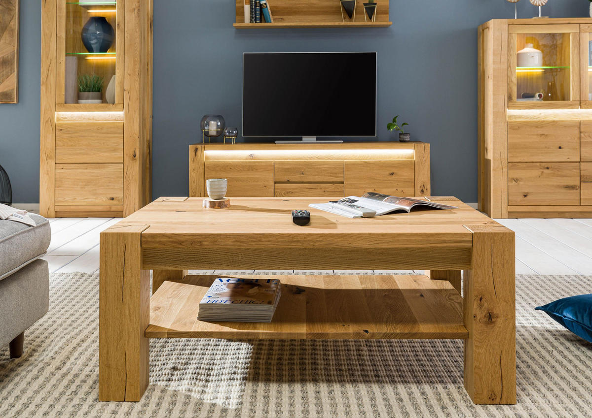 COUCHTISCH Wildeiche 110x70x45 natur geölt KENT #115 - Braun, Holz (110/70/45cm) - Massivmoebel24