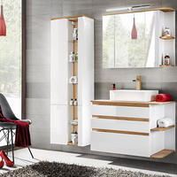 BADMÖBEL-SET 3-TLG. Campos-56 - Weiß, Holzwerkstoff (154/200/50cm) - Lomado