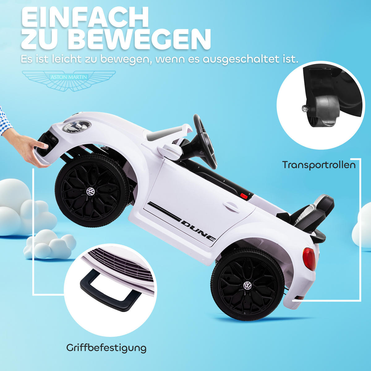 KINDER ELEKTROAUTO, Kunststoff, Metall, Weiß - Weiß, Kunststoff (97/56.5/46cm) - AIYAPLAY
