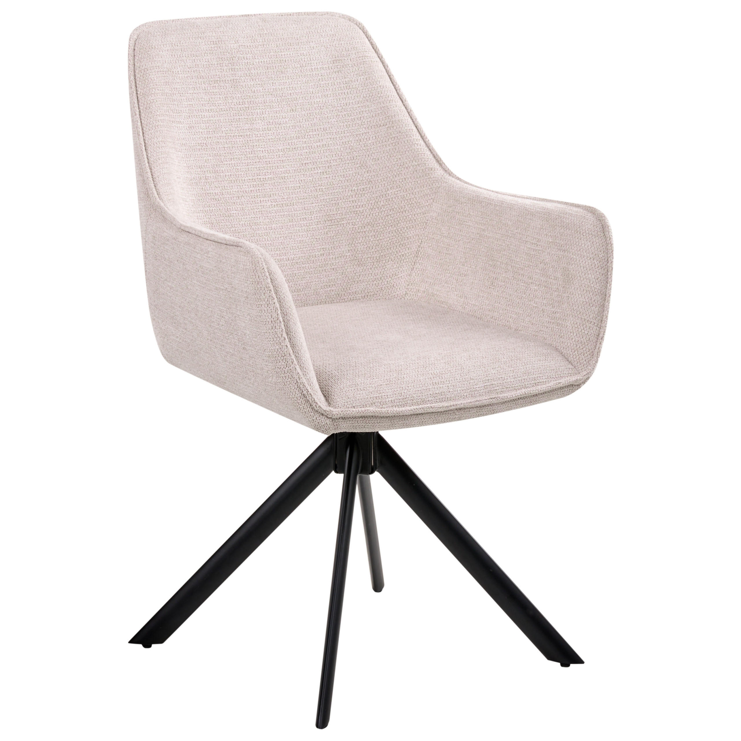 ESSZIMMERSTUHL drehbar Kunstleinen Hellbeige Mornas - Beige, Textil (58/84/68cm) - Beliani