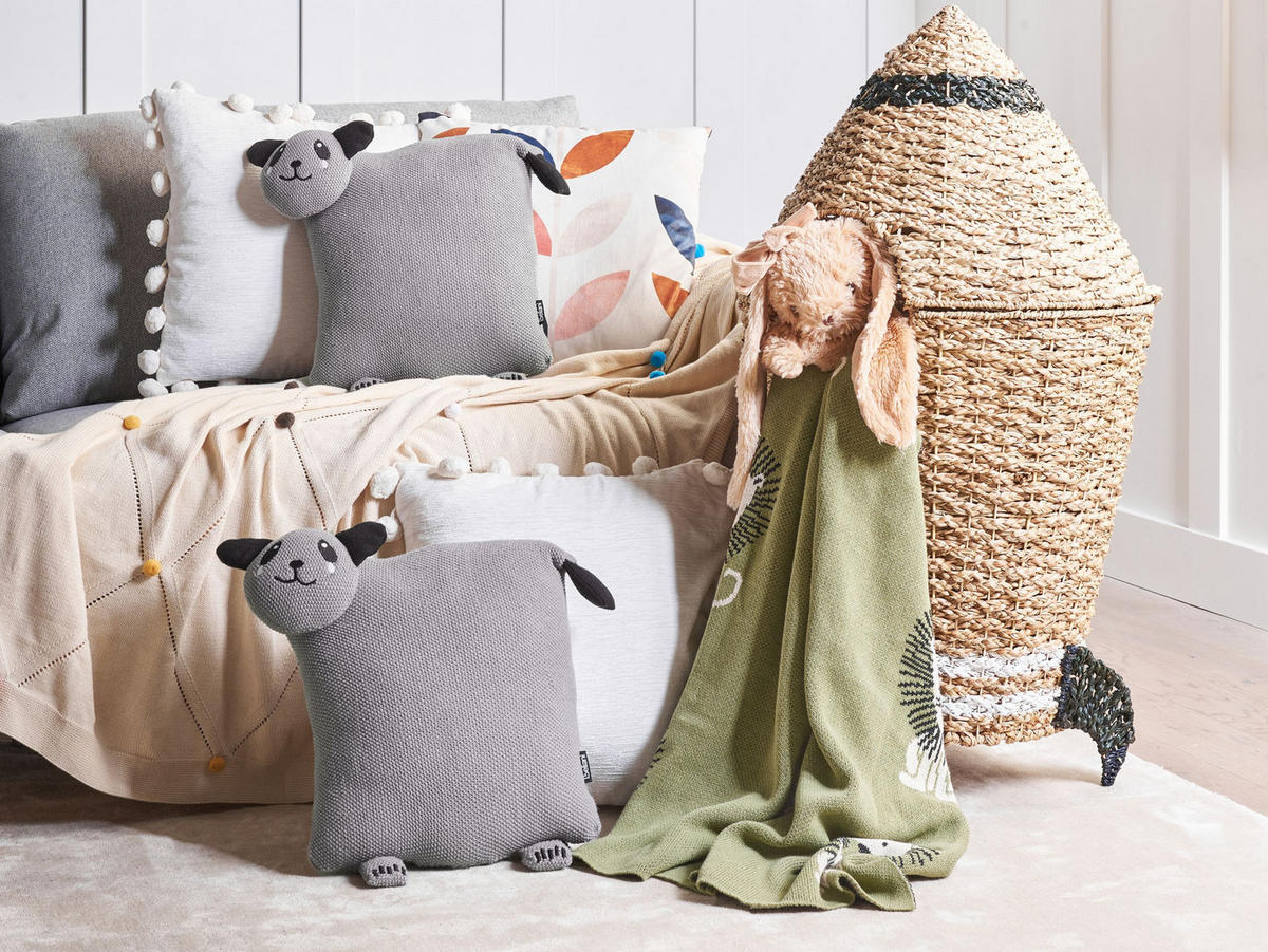 Dekokissen 2er-Set Grau 35/35 cm Shadoor - Schwarz/Grau, Naturmaterialen (35/35cm) - Beliani