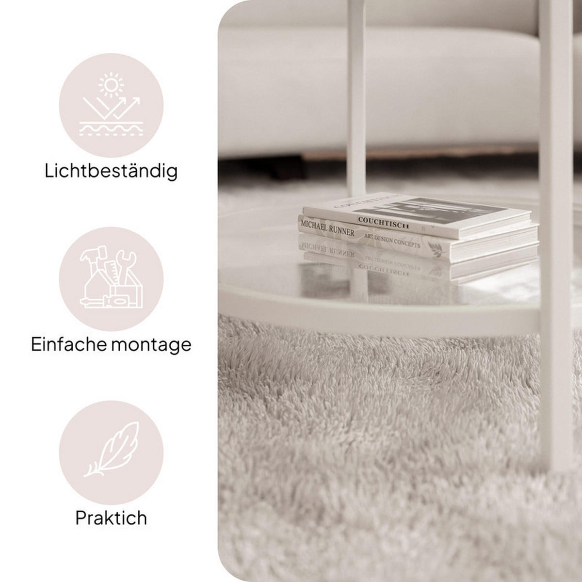 COUCHTISCH CANDY 60/42 cm runden, Weiß / Artisan-Eiche - Weiß/Eiche Artisan, Metall (60/60/42cm) - Idohome