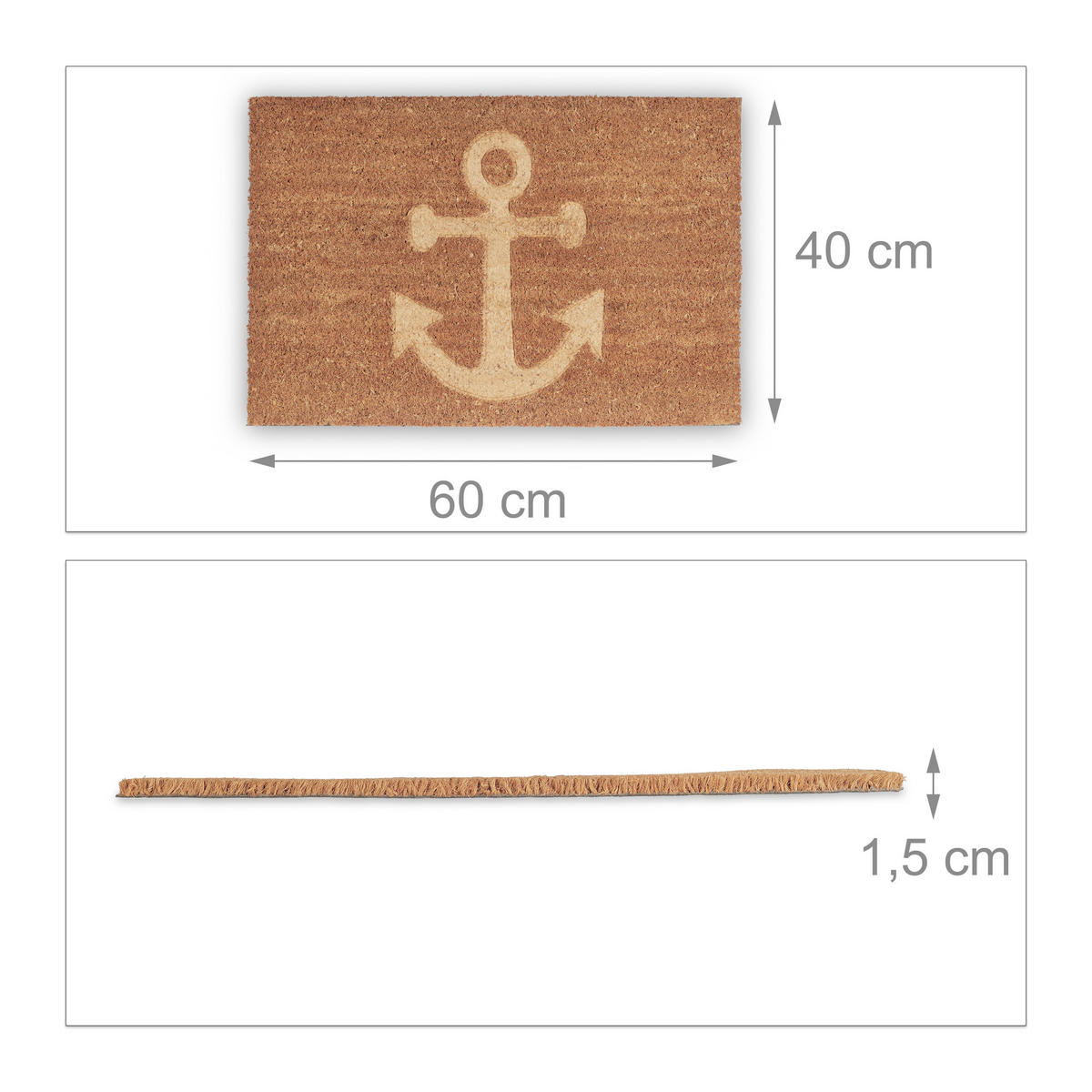 FUSSMATTE - Hellbraun, Kunststoff/Textil (60/40cm) - Relaxdays