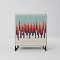 SIDEBOARD CHROMA CONTOURS, Grau, 57,5x42x67,5 cm, Schwarze Metall-Rahmenfüße - Multicolor/Schwarz, Holzwerkstoff/Metall (57.5/67.5/42cm) - SpaceRebels