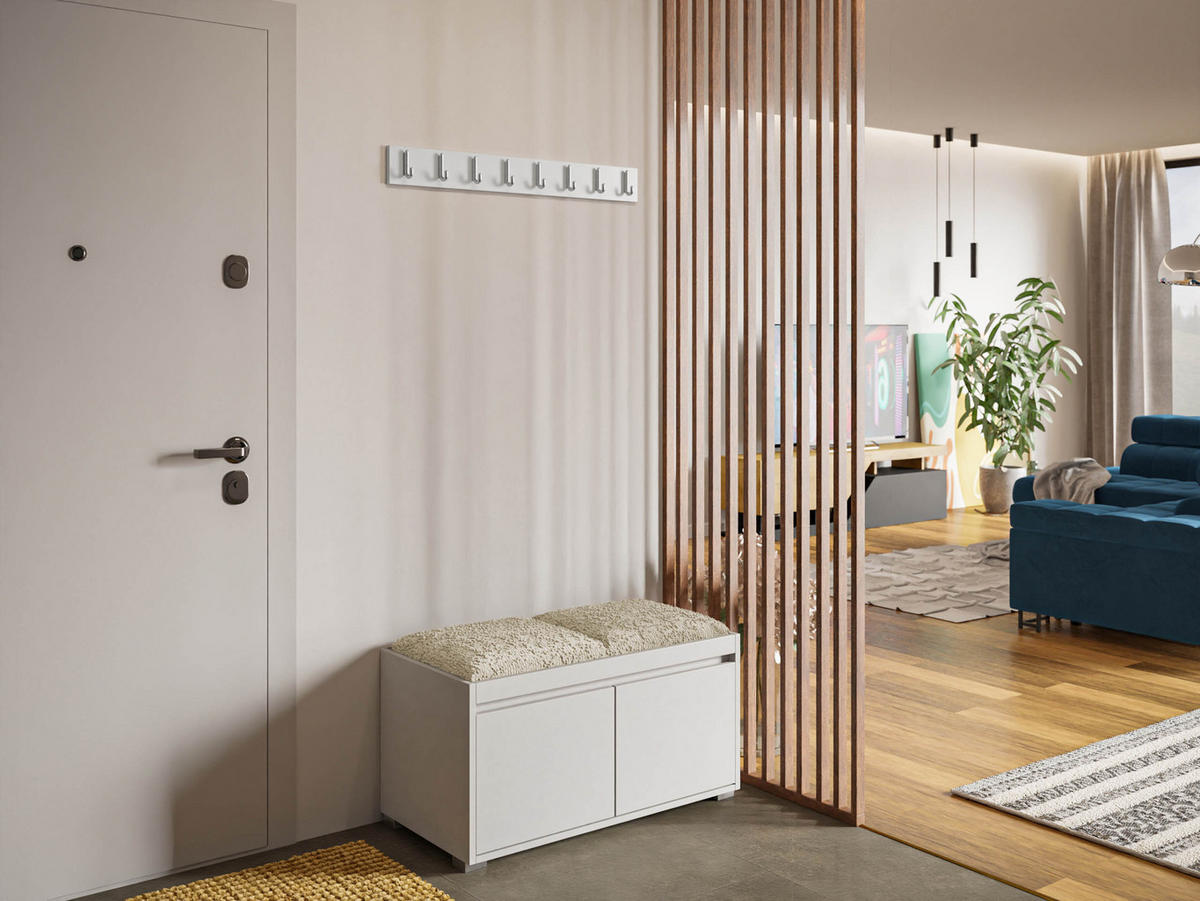 GARDEROBEN-SET Grawis 80 I - Silberfarben/Naturfarben, Holzwerkstoff/Kunststoff (84.5/45/34cm) - MIRJAN24