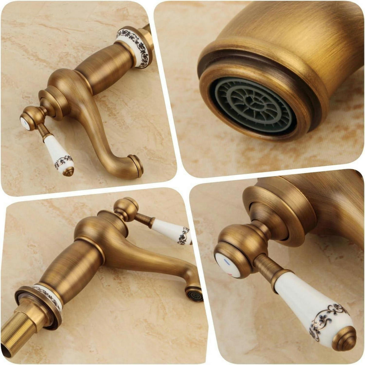 WASCHTISCHARMATUR Antik Messing mit Keramikgriff - Bronzefarben, Metall (12/20/13.5cm)