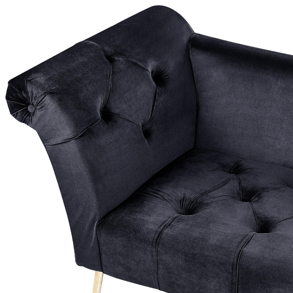 CHAISELONGUE Samtstoffschwarz/gold Nantilly - Goldfarben/Schwarz, Textil (175/76/70cm) - Beliani