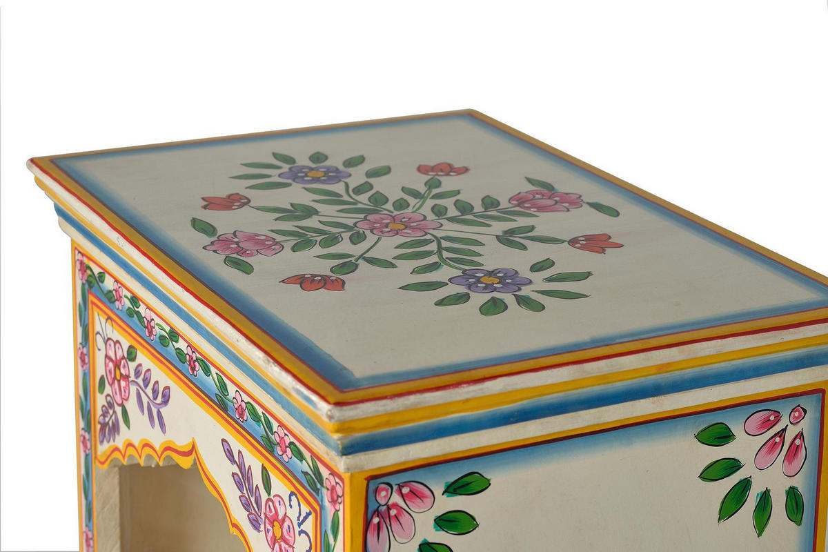 MEHRFARBIGES KOMMODE aus Mangoholz - Chromfarben, Holz (48/75/35cm) - Giner y Colomer