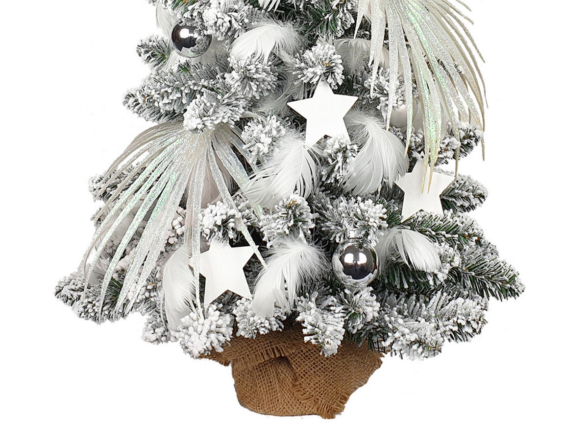LAALU WEIHNACHTSBAUM geschmückt künstlich POLARWEISS 60 cm mit LED-BELEUCHTUNG IM TOPF - Silberfarben/Weiß, Kunststoff (60cm) - LAALU