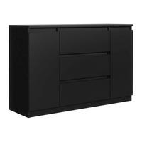 KOMMODE NUDO 120/78,5/39cm mit 3 Schubladen 2 Türen Schwarz - Schwarz, Holzwerkstoff (120/78.5/39cm) - MASSENO