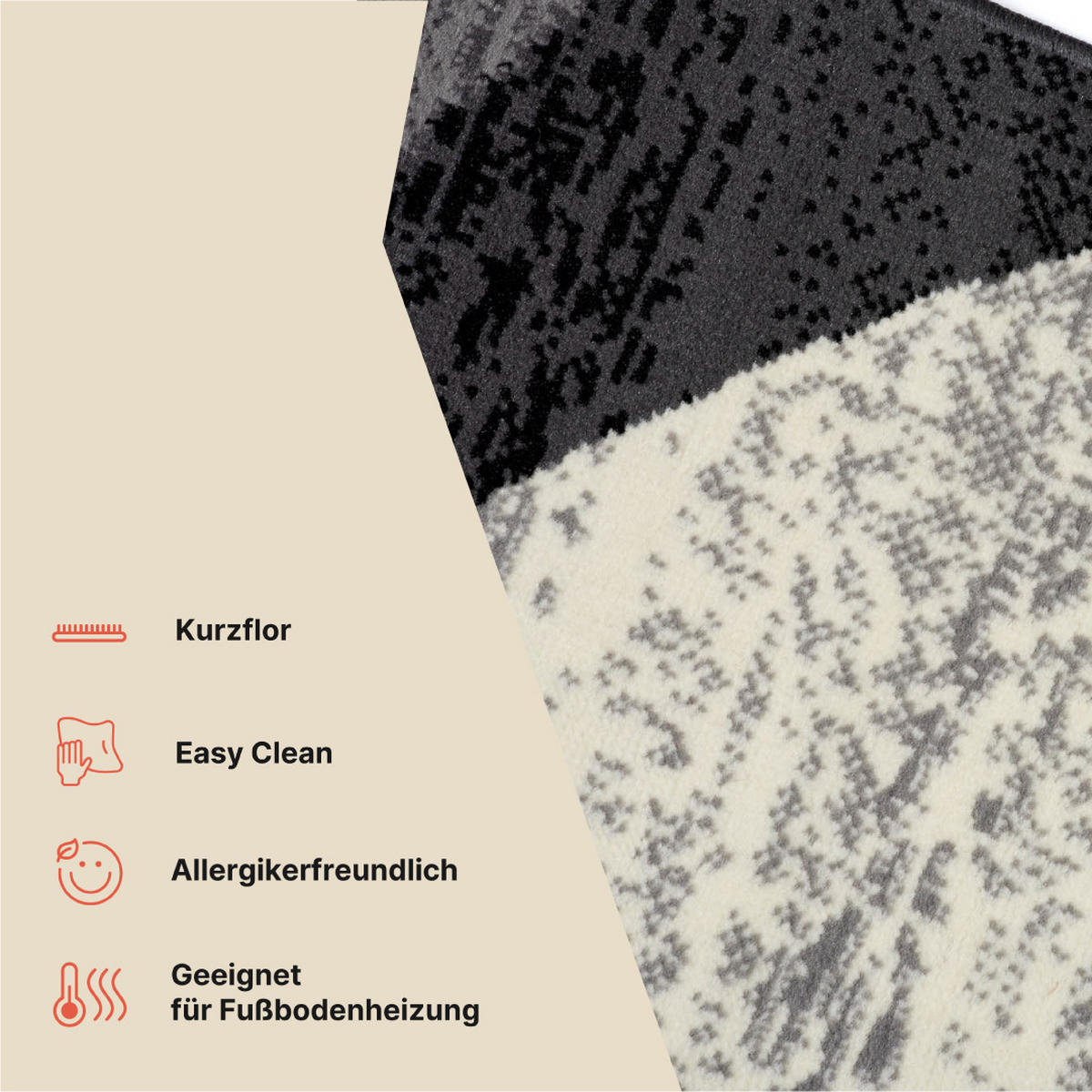 TEPPICH DREAM Grau 250/300 cm - Rot, Textil (250/300cm) - Tapiso