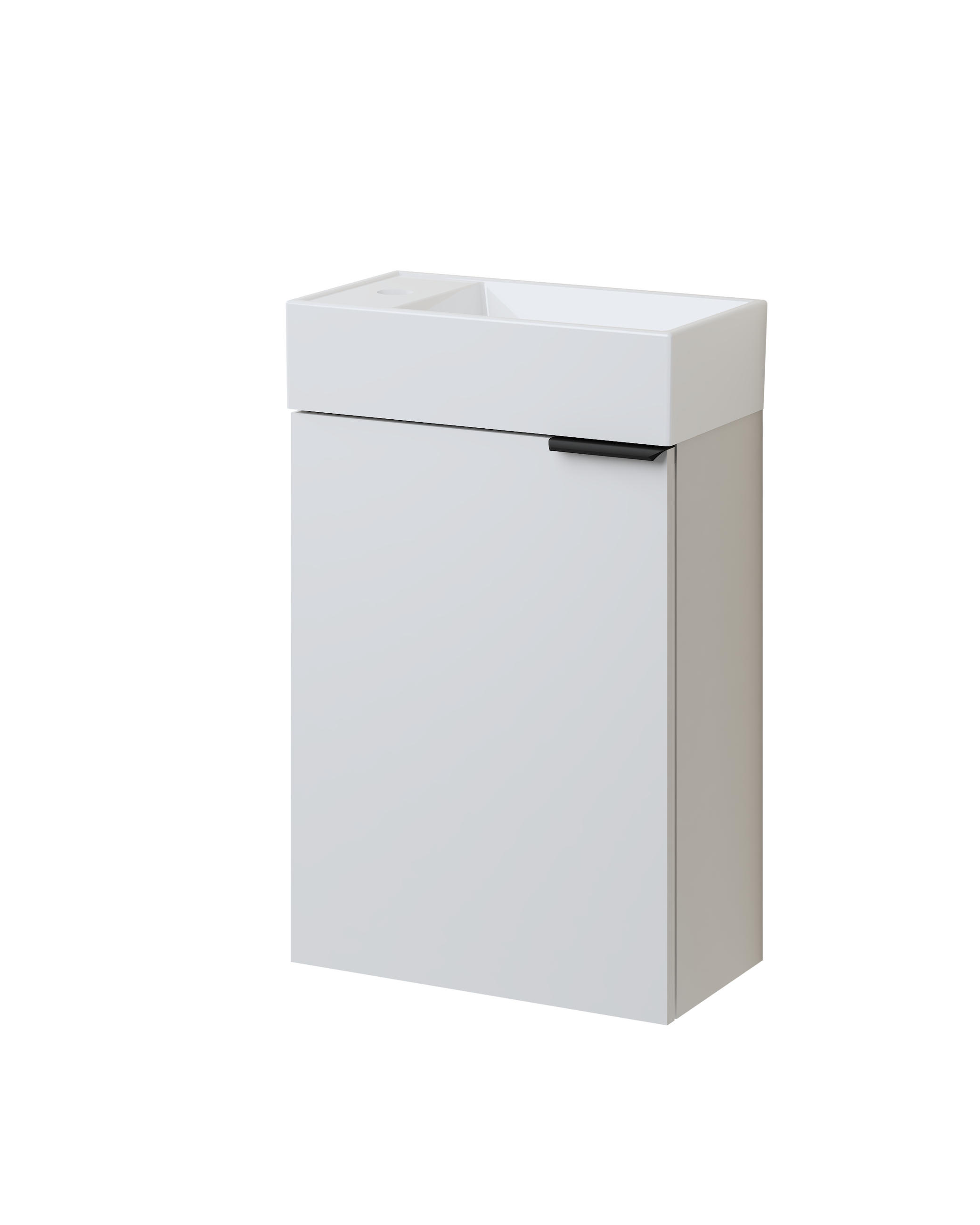 WASCHTISCHKOMBI 41,7 cm Weiß mit Keramik-Waschbecken - Schwarz/Weiß, Holzwerkstoff (41.7/64.6/24cm) - EMKE