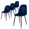 STUHL Samt Dunkelblau 4er Set - Dunkelblau, Metall (51/89/44cm) - ML-DESIGN