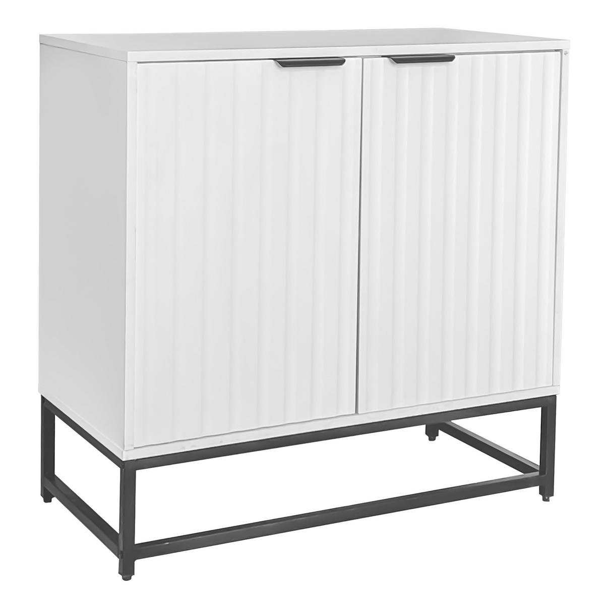 KOMMODE aus Spanplatte 80x40x80 cm Weiß mit Stauraum, Metallgriffen und Metallbeinen - Weiß, Holzwerkstoff (80/80/40cm) - Modfu