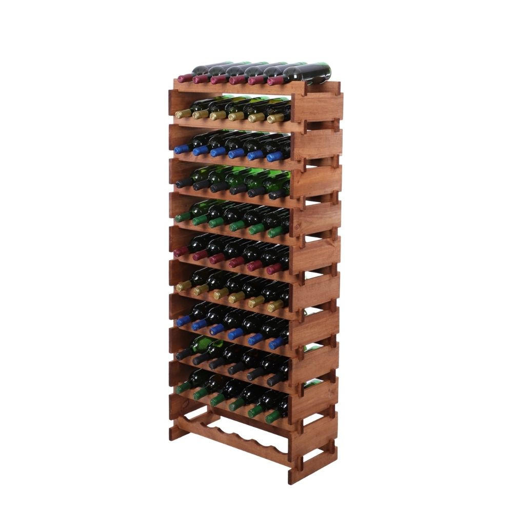 WEINREGAL VINOTECA FLEX PRO HxBxT 149x65x28cm 66 Flaschen auf 11 Ebenen Braun geölt - Braun, Holz (65/149/28cm) - PROREGAL