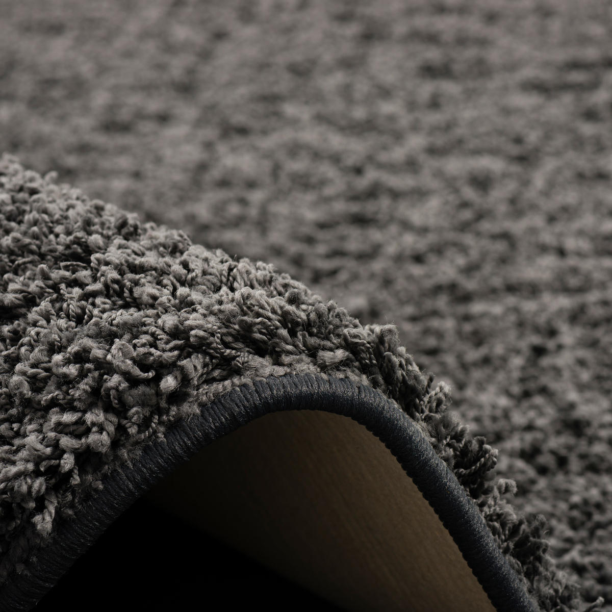 LUXUS HOCHFLOR LANGFLOR TEPPICH MILANO RUND - Anthrazit, Textil (100/100cm) - Snapstyle