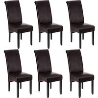 ESSZIMMERSTUHL 6er Set 44 x 63 x 106 cm braun - Braun, Textil (44/106/45cm) - tectake