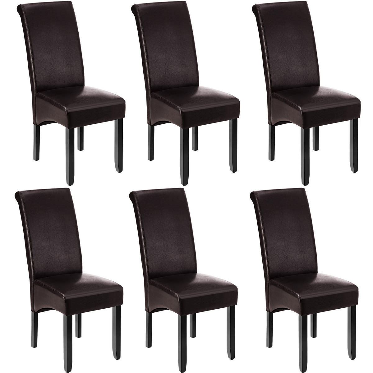 ESSZIMMERSTUHL 6er Set 44 x 63 x 106 cm braun - Braun, Textil (44/106/45cm) - tectake